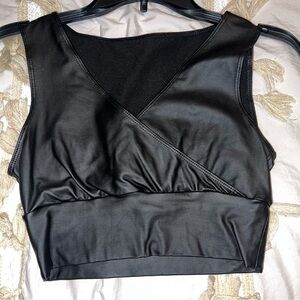 Faux Leather Black Top